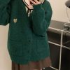 Dark Academia Clothing Knitted Vintage V Neck For Woman Light Academia Custom College Appreal Cardigan