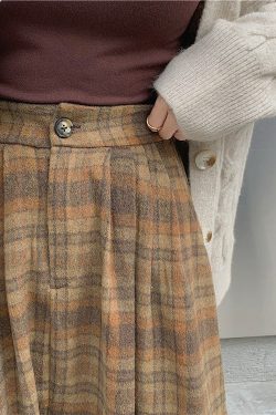 Dark Academia Clothing Plaid Warm Maxi Skirts A Line Pleated Plaid Grunge Skirt Renaissance Skirt