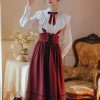 Dark Academia Clothing Sweet Lace 2 Pcs Set Long Midi Suspender Renaissance Skirt For Girls Cottagecore Clothing A Line Fairy Dress