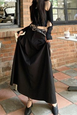 Dark Punk Pleated Low Waist Skirt Vintage Draped Skirt Minimalist Gothic Costume Halloween Black Fashion Clothes French High Quality Dress