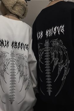 Dark Skull Wing Hoodies Gothic Hoodies Harajuku Streetwear Oversized Punk Hoodies O Neck Hoodies Fall Winter Sweatershirt Y2k Clothes
