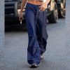 Drawstring Low Waist Casual Baggy Joggers Womens Streetwear Sweatpants Blue Solid Loose Size Korean Hippie Harem Pants Wide Leg Trousers