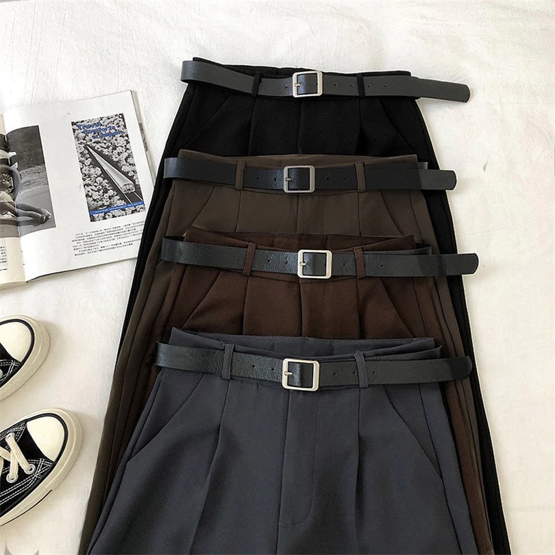 Elegant Office High Waist Dark Academia Pants Woman Retro Harajuku Fashion Wide Trousers Ladies Pants Waist Casual Trousers Women