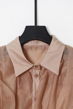 Elegant Patchwork Ruffle Shirt For Women Lapel Long Sleeve Lace Up Bowknot Casual