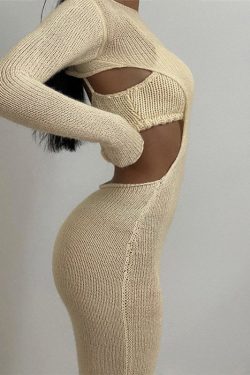 Elegant Sheer Two Piece Midi Dress Y2k Chic