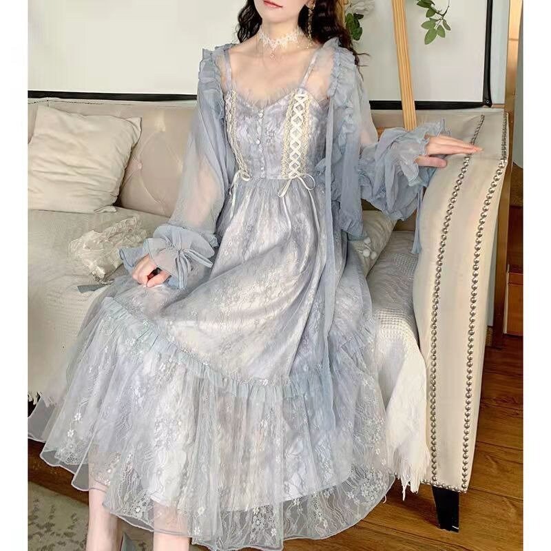 Fairy Sequin Lace Tulle Dress Vintage Slip Dress French Fairy Dress Cottagecore Dress Milkmaid Victorian Dress Summer Dress