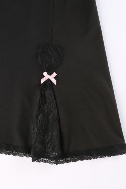 Fairycore Cottagecore Grunge Aesthetic Black Lace Dress With Bows