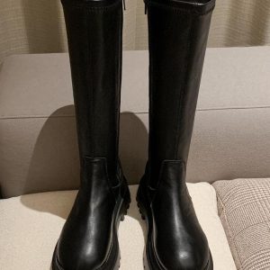 Fashion Platform Women Combat Winter Heels Quality Long Thigh High Botas Zipper Knee High Boots For Girls Mujer