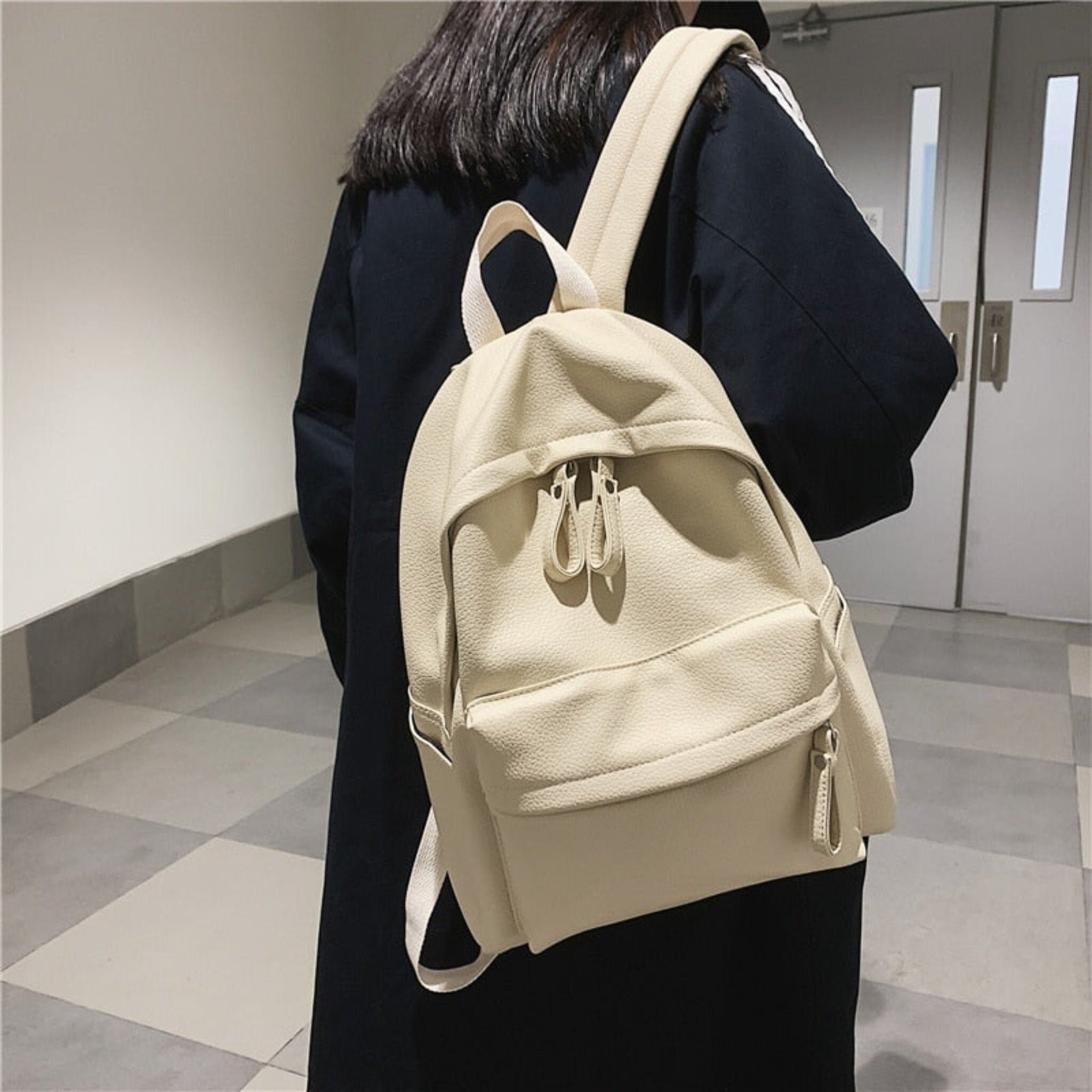 Faux Leather College Backpack