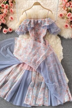 French Cottagecore Dress Milkmaid Dress Women Wedding Guest Dress Vintage Floral Romantic Y2k Prom Dress Prairie Dress