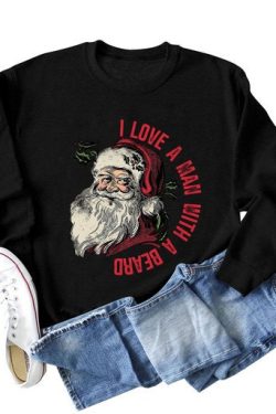Funny Santa Beard Sweatshirt Cute Christmas Shirt For Women Christmas Crewneck Graphic Christmas Tee Santa Shirt For Women