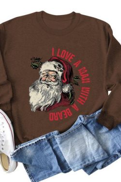 Funny Santa Beard Sweatshirt Cute Christmas Shirt For Women Christmas Crewneck Graphic Christmas Tee Santa Shirt For Women