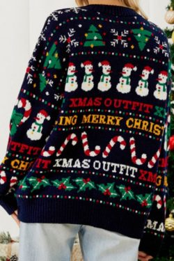 Funny Ugly Christmas Sweater Red Loose Knit Cardigan Christmas Gift
