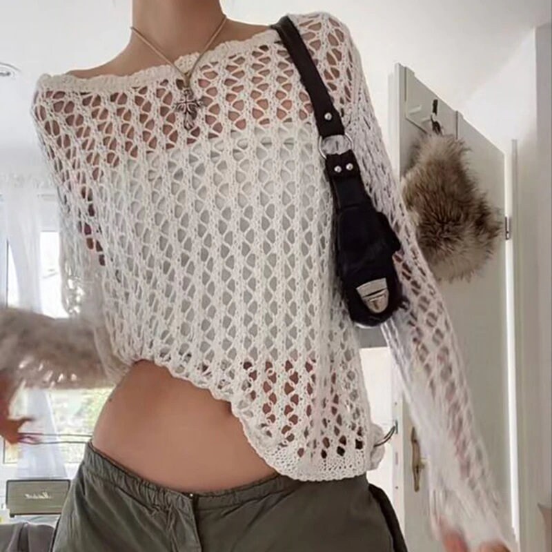 Goth Crochet Sweater Y2k Clothing Lolita Fashion