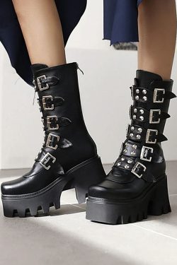 Goth Platform Shoes Motorcycle Boot Platform Shoes Chunky Shoes Gothic Boots Biker Boot Goth Shoes High Heels Lace Up Shoes
