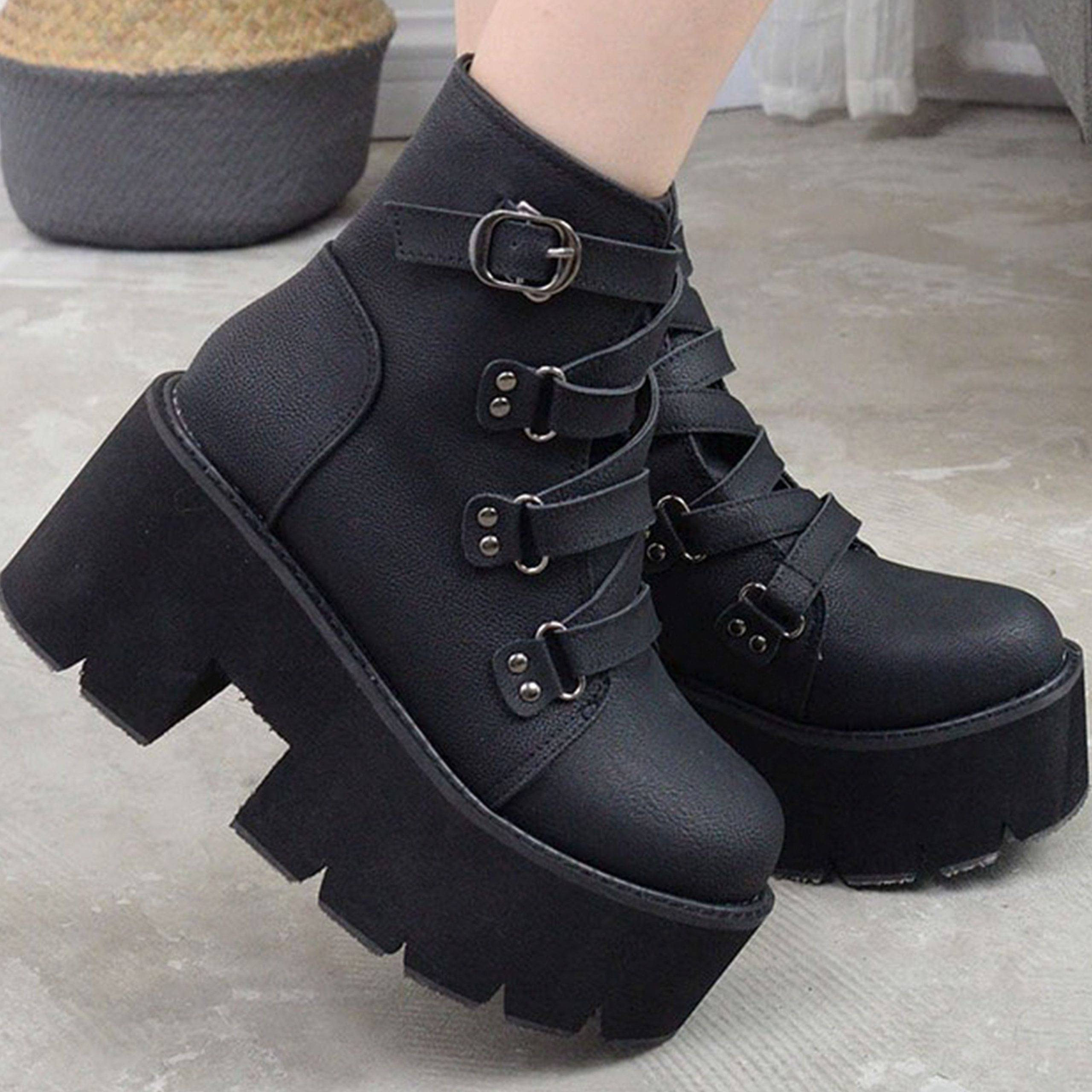 Goth Platform Shoes Platform Boots Motorcycle Boot Platform Shoes Chunky Shoes Gothic Boots Biker Boot High Heels Lace Up Shoes
