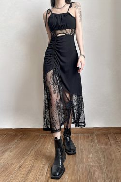 Goth Sexy Rose Lace Backless Dress Hollow Perspective Dress Gothic Lace Slim Fit Mermaid Dress Vintage Victorian Dress Graduation Dress