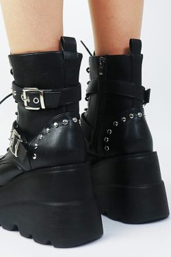 Gothic Boots Platform Boots Goth Platform Shoes Motorcycle Boot Platform Shoes Chunky Shoes Biker Boot High Heels Lace Up Shoes