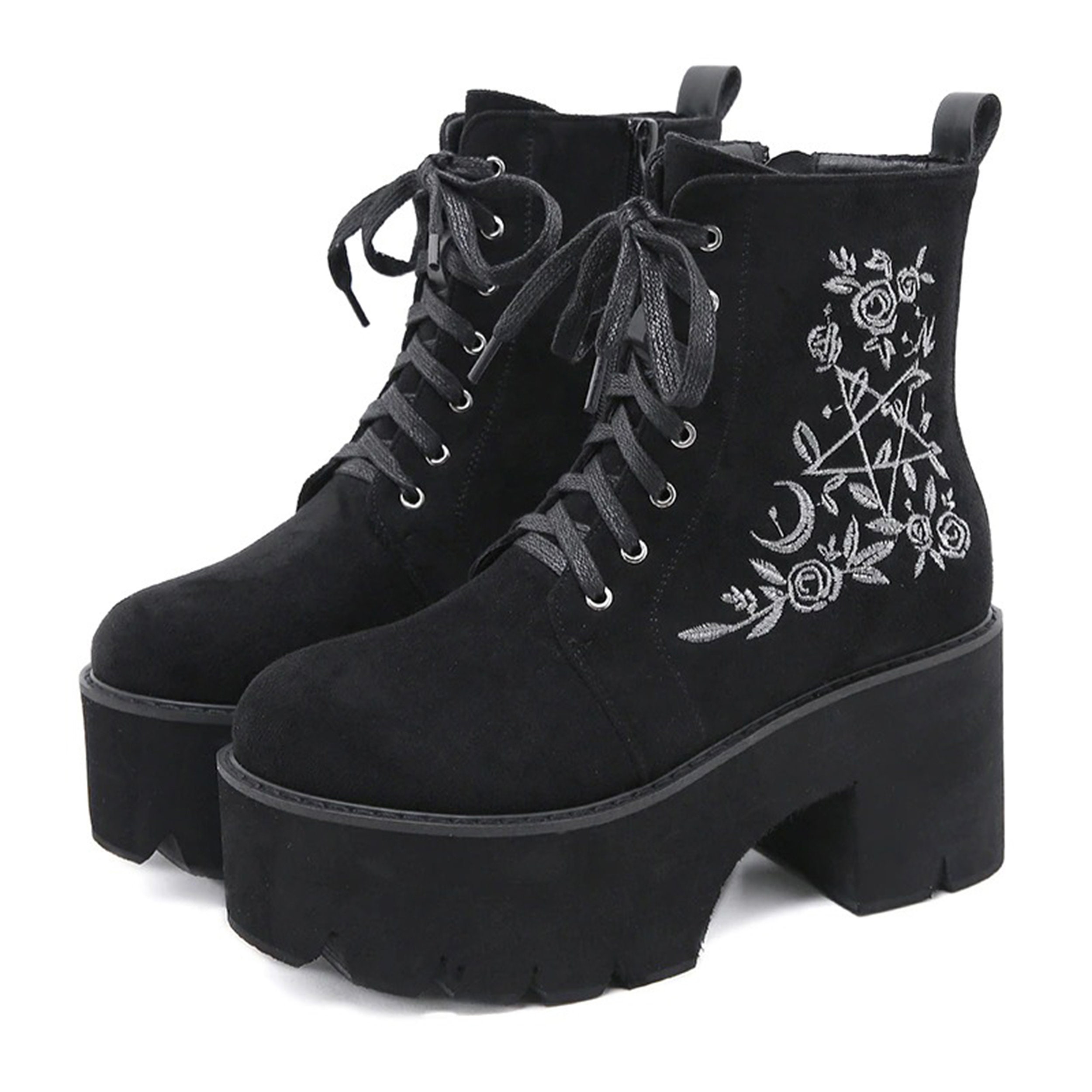Gothic Boots Platform Shoes Chunky Shoes Extravagant Shoes Chunky Shoes Goth Shoes High Heels Vintage Platforms Lace Up Shoes