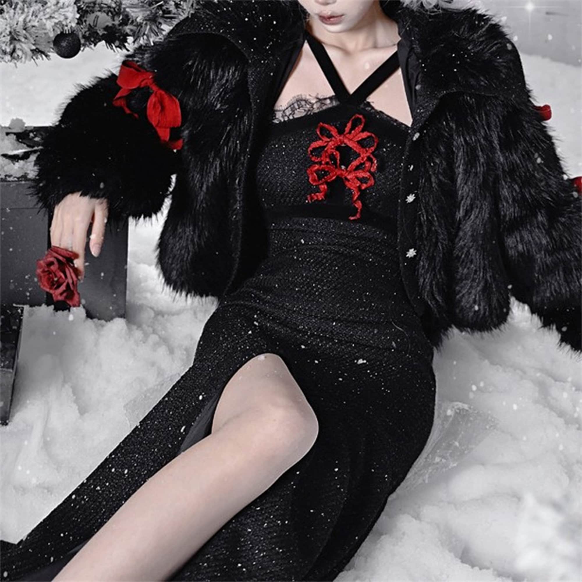 Gothic Dark Fishtail Dress Red Butterfly Corset Dress Retro Glitter Dress Sexy French Dress Christmas High Waist Dress Holiday Gift