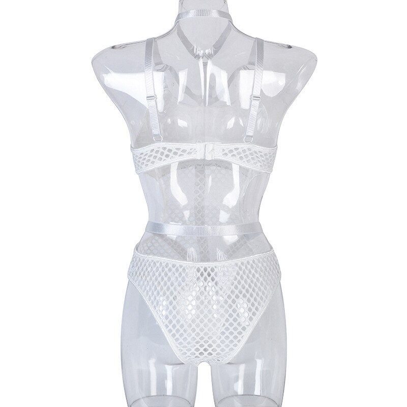 Gothic Fishnet Bodysuit & Mesh Rave Bodysuit See Through Bodysuit Dominatrix