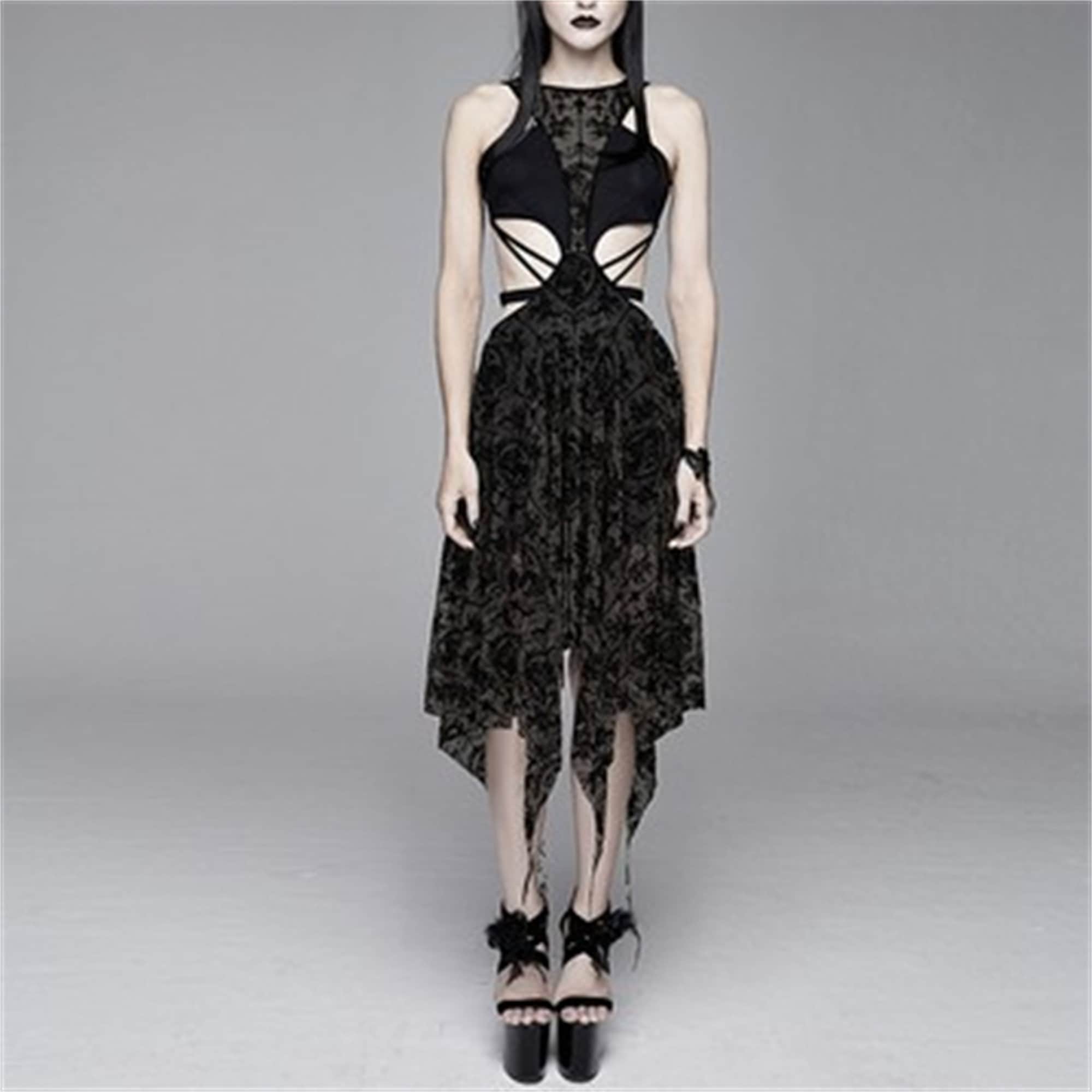Gothic Halter Style Chest Wrap Dress Vintage Lace Dress Sexy Perspective Sleeveless Long Dress Dark Elegant Dress Holiday Party Dress