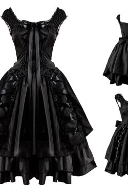 Gothic Lace Hem Lolita Dress Goth Puff Cake Princess Dress French Vintage Dark Strap Cake Dress Dark Witch Dress Halloween Party Dress