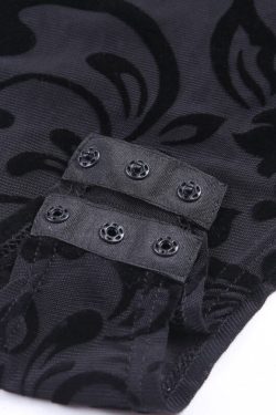 Gothic Lace Mesh Sleeveless Bodysuit In Black