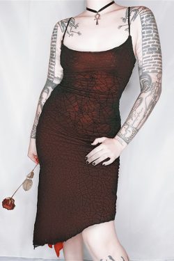 Gothic Sexy Slim Hip Wrap Spider Web Dress Goth Sexy Blood Rose Lace Dress Hollow Perspective Dress Gothic Lace Slim Fit Mermaid Dress
