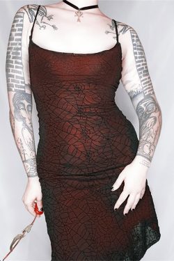 Gothic Sexy Slim Hip Wrap Spider Web Dress Goth Sexy Blood Rose Lace Dress Hollow Perspective Dress Gothic Lace Slim Fit Mermaid Dress