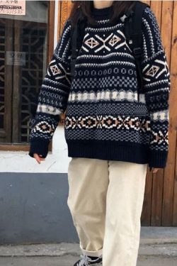 Grandpa Sweater Dark Academia Sweater Oversized Vintage Jumper