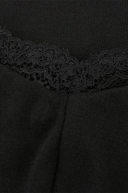 Grunge Fairycore Lace Patchwork Women's Black Dress For Autumn