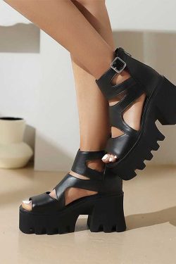 Grunge Sandals Block Heel Sandals Chunky Heels Block Heels Platform Heels Gothic Shoes Goth Shoes Chunky Heels