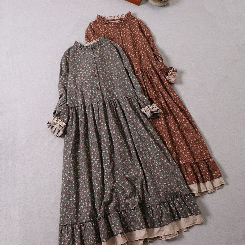 Gunne Sax Dress Japanese Mori Girl Art Print Pretty Edwardian Dress Spring New Floral Cottage Core Dress