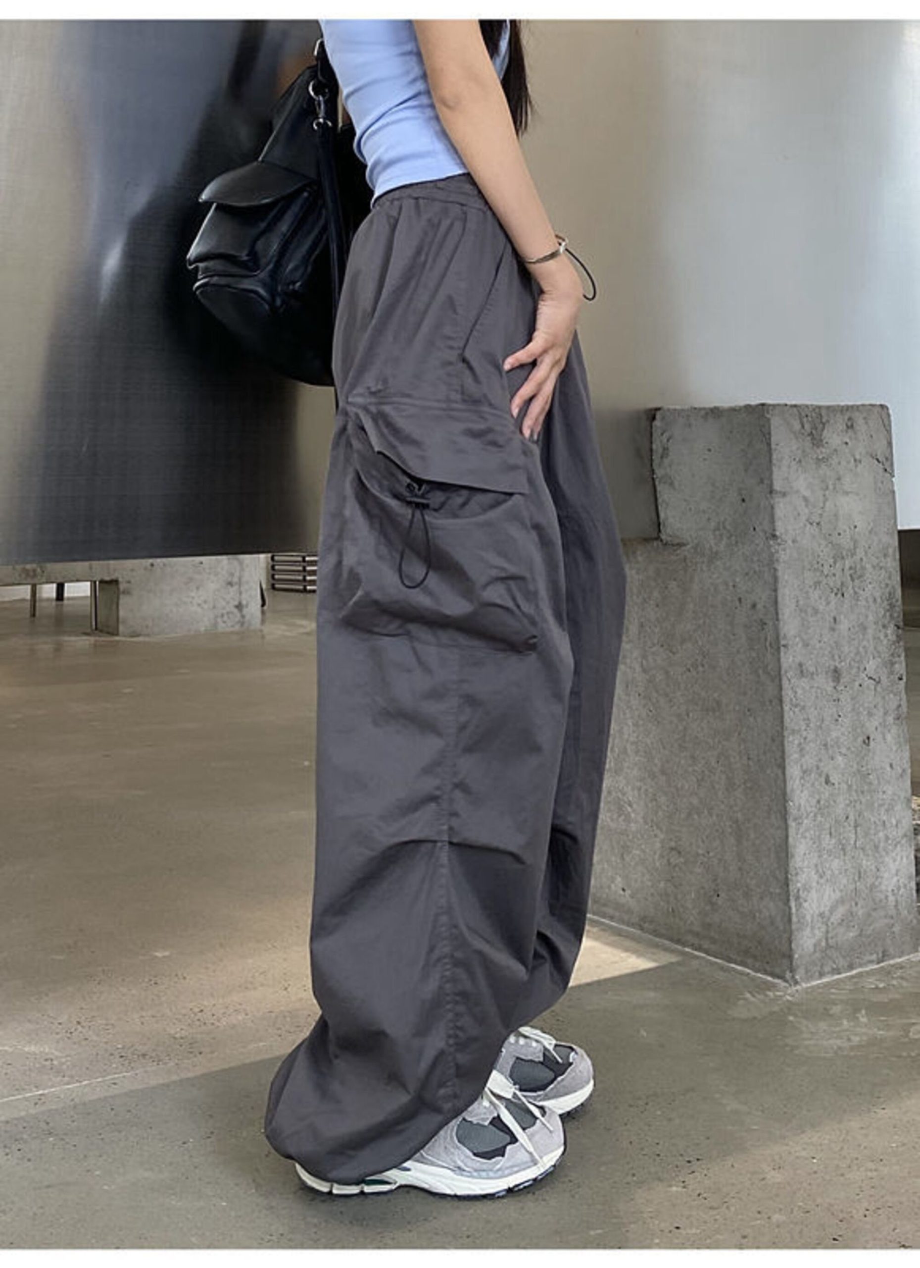 Harajuku Parachute Pants Y2k Streetwear Wide Leg Baggy Cargo Trousers Female Hippie Korean Edgy Style Jogging Sweatpants
