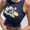 Hibiscus Floral Print Tank Top Y2k Style Crop Top Streetwear Aesthetic