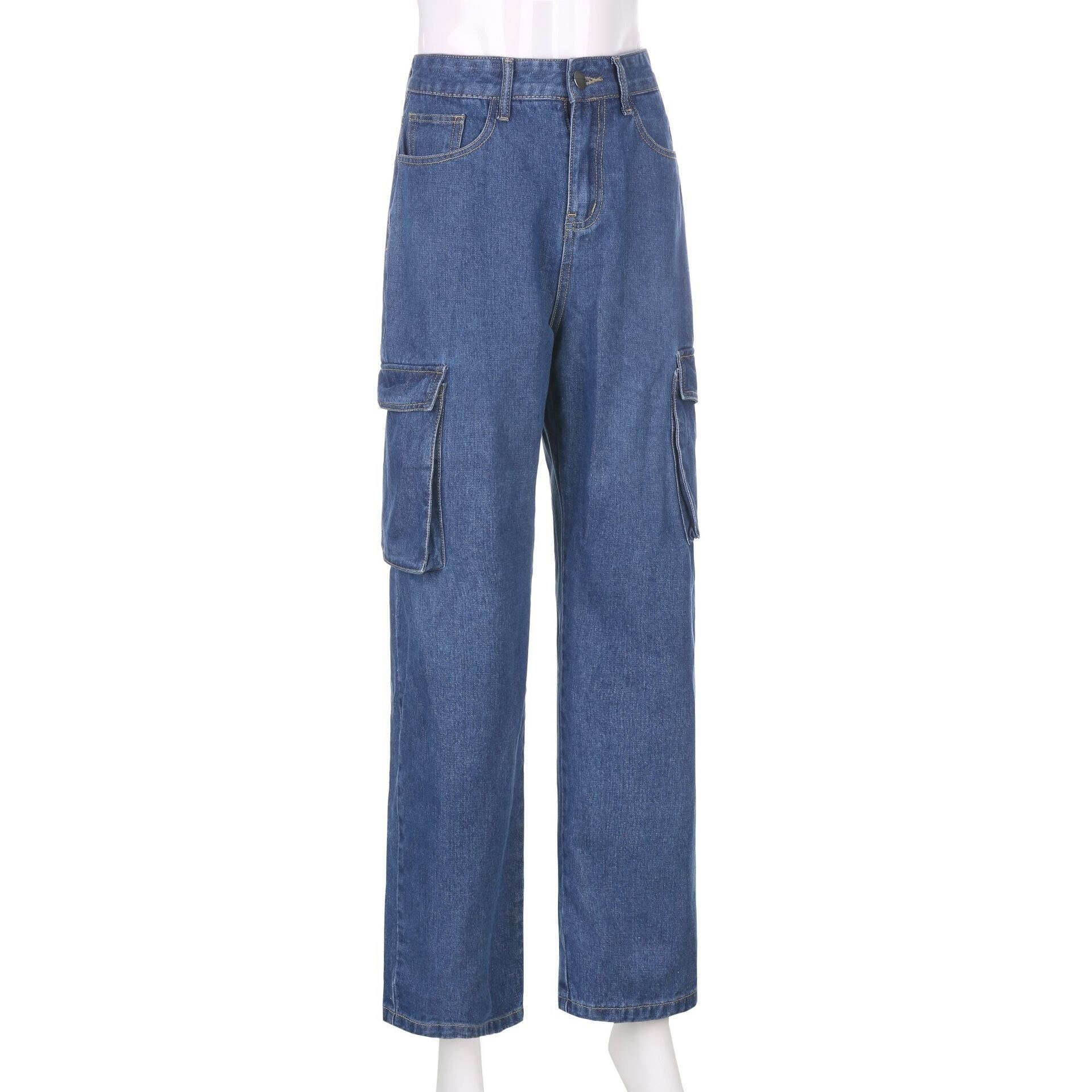 High Waisted Cargo Denim Pants Streetwear Y2k Clothing