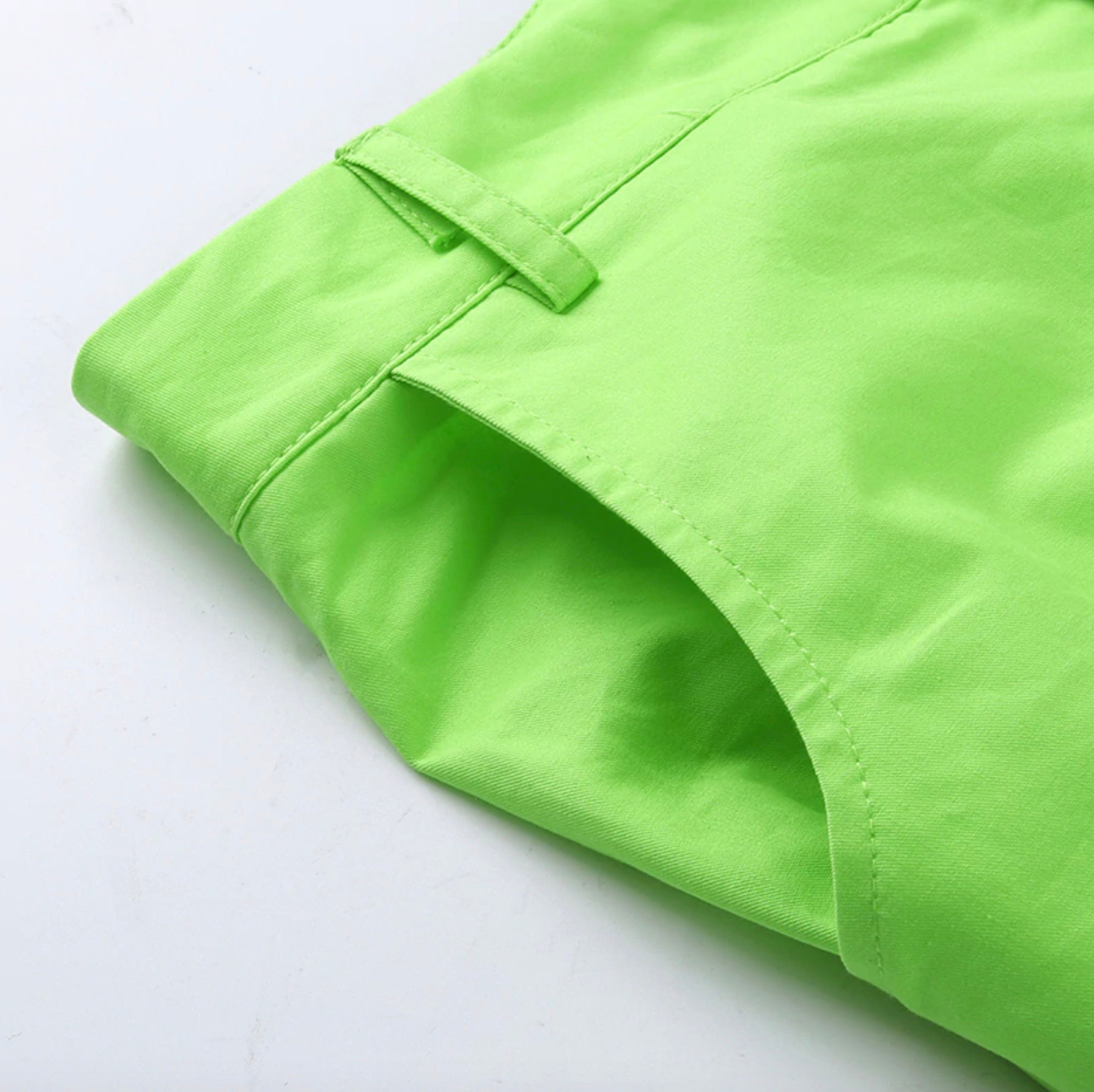 High Waisted Cargo Pants In Neon Green
