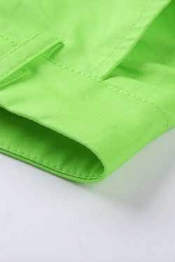 High Waisted Cargo Pants In Neon Green