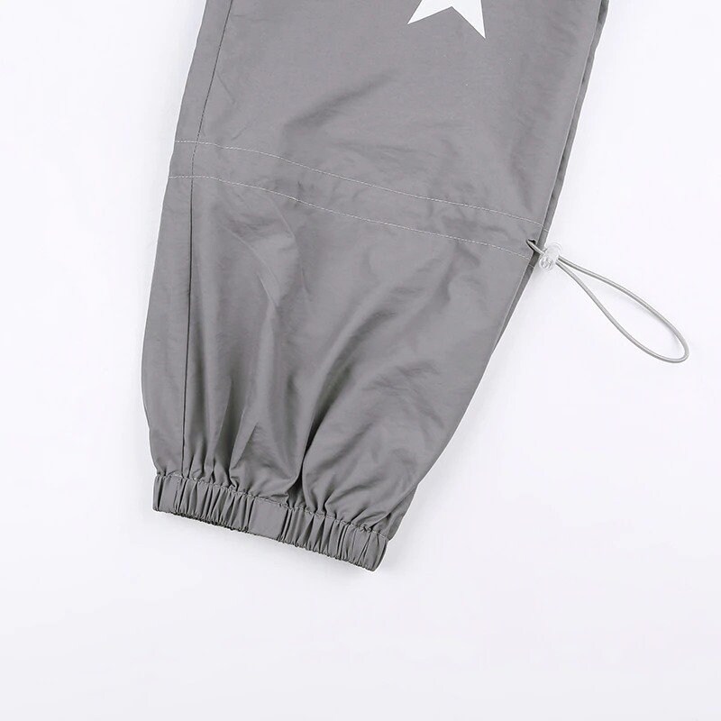 High Waisted Star Print Cargo Sweatpants Streetwear Techwear Rave Harajuku Y2k Clothing