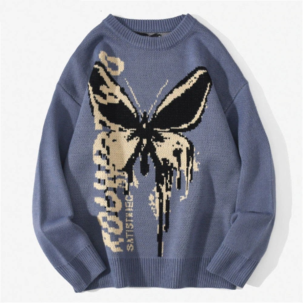 Hip Hop Knitwear Mens Women's Sweaters 2020 Harajuku Fashion Butterfly Male Loose Tops Casual Streetwear Pullover Sweaters