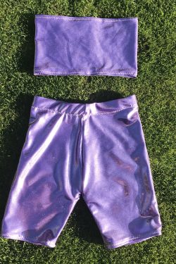 Holographic Pattern Lycra Bandeau & Cycling Shorts Co Ord
