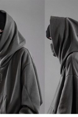 Hooded Sweatshirts Gothic Harajuku Pullover Hiphop Black Hoodie Oversize Bf Style Dark Turtleneck Casual Punk Clothes Cool