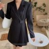 Hot New Design Korean Style High Street Womens Fashion Cute Elegant Office Lady Double Breasted Button Notched Mini Blazer Dress