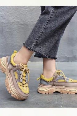 Hot Selling Thick Sole Mixed Colors Casual Shoes Women Comfort Retro Non Slip Outdoor Harajuku Style Female Sneakers