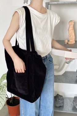 Huffmanx Corduroy Shoulder Bag Corduroy Purse Corduroy Tote Bag Women Vintage Shopping Bags Hip Pop Bag Tote Bag Set Best Gift For Her
