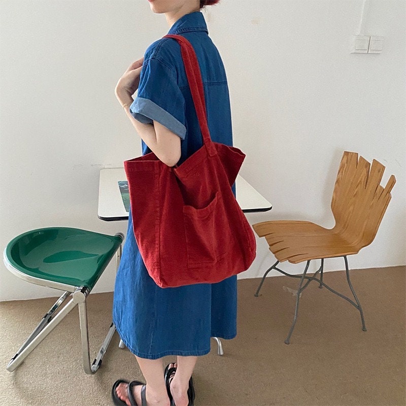 Huffmanx Corduroy Shoulder Bag Corduroy Purse Corduroy Tote Bag Women Vintage Shopping Bags Hip Pop Bag Tote Bag Set Best Gift For Her