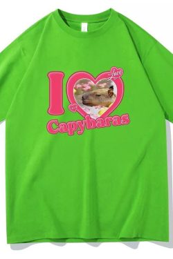 I Love Capybaras Graphic Printed Oversized Tee T Shirt