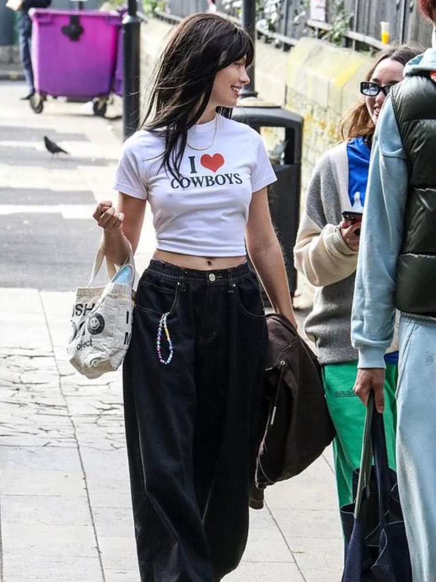 I Love Cowboys Aesthetic Baby Crop Top 2000s Inspired Tee Y2k Graphic T Shirt Iris Law Inspired