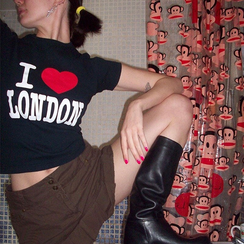 I Love London Black Crop T Shirt